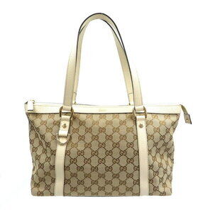 Gucci Abbey GG Canvas Leather Beige Tote Bag